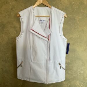 Nygard NWT White Denim Moto Vest Gold Hardware Plus Size 1X Utility